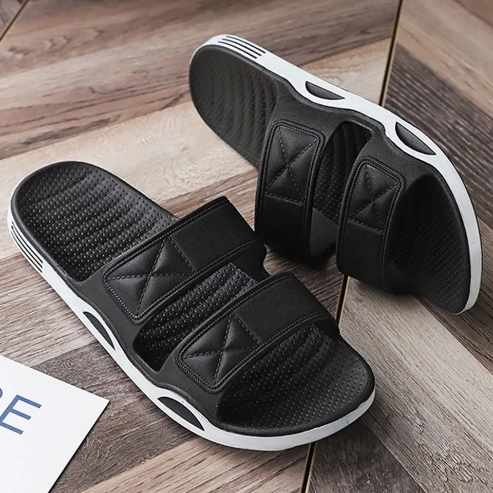 Men's Summer Slippers with Anti-Slip Thick Sole Durable Casual Flip Flops for Indoor Outdoor Home Bathroom Shower Use