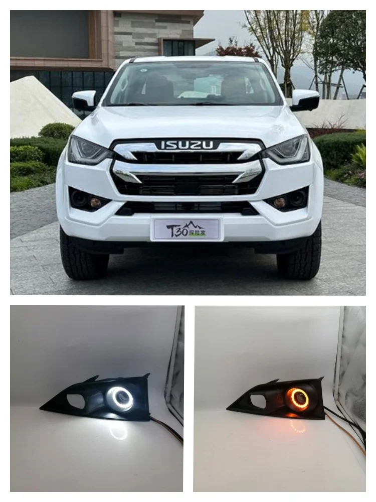 

Комплект светодиодных противотуманных фар для ISUZU DMax Spark 2019 2020 2021 2022 2013, передние противотуманные фары с ангельскими глазками и дневными ходовыми огнями, аксессуары для бампера.