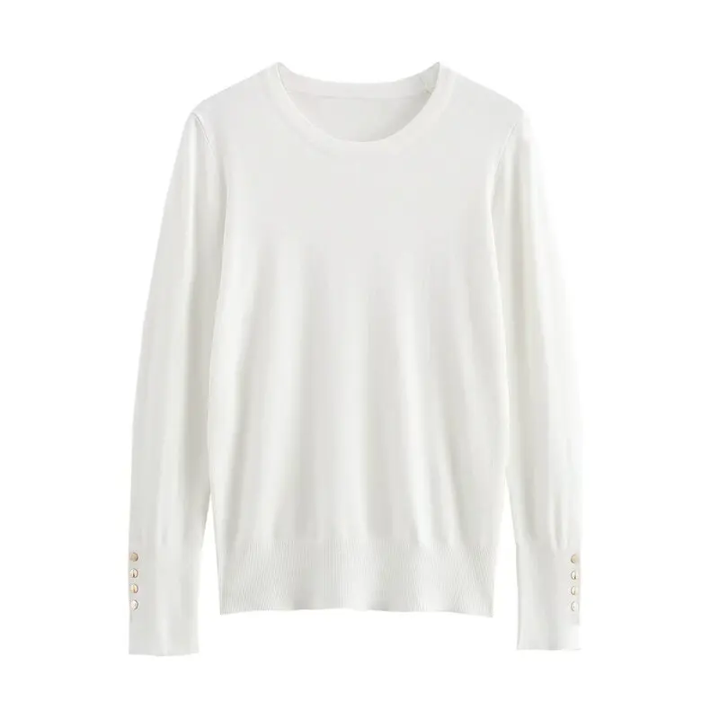 

2024 Autumn Winter New Sle Women's Knitted Top Basic Design Sve Opening Fork Knitwear Versatile Commute Sle Long Sve