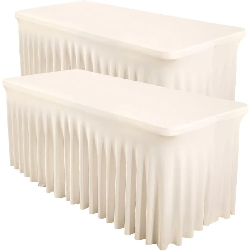 

2 Packs Ivory Spx Table Clothes or 6 oot RecTable, Spx Table Covers 6T Stretch Table Skirts RecTables Wrinkle ree itted Table Co