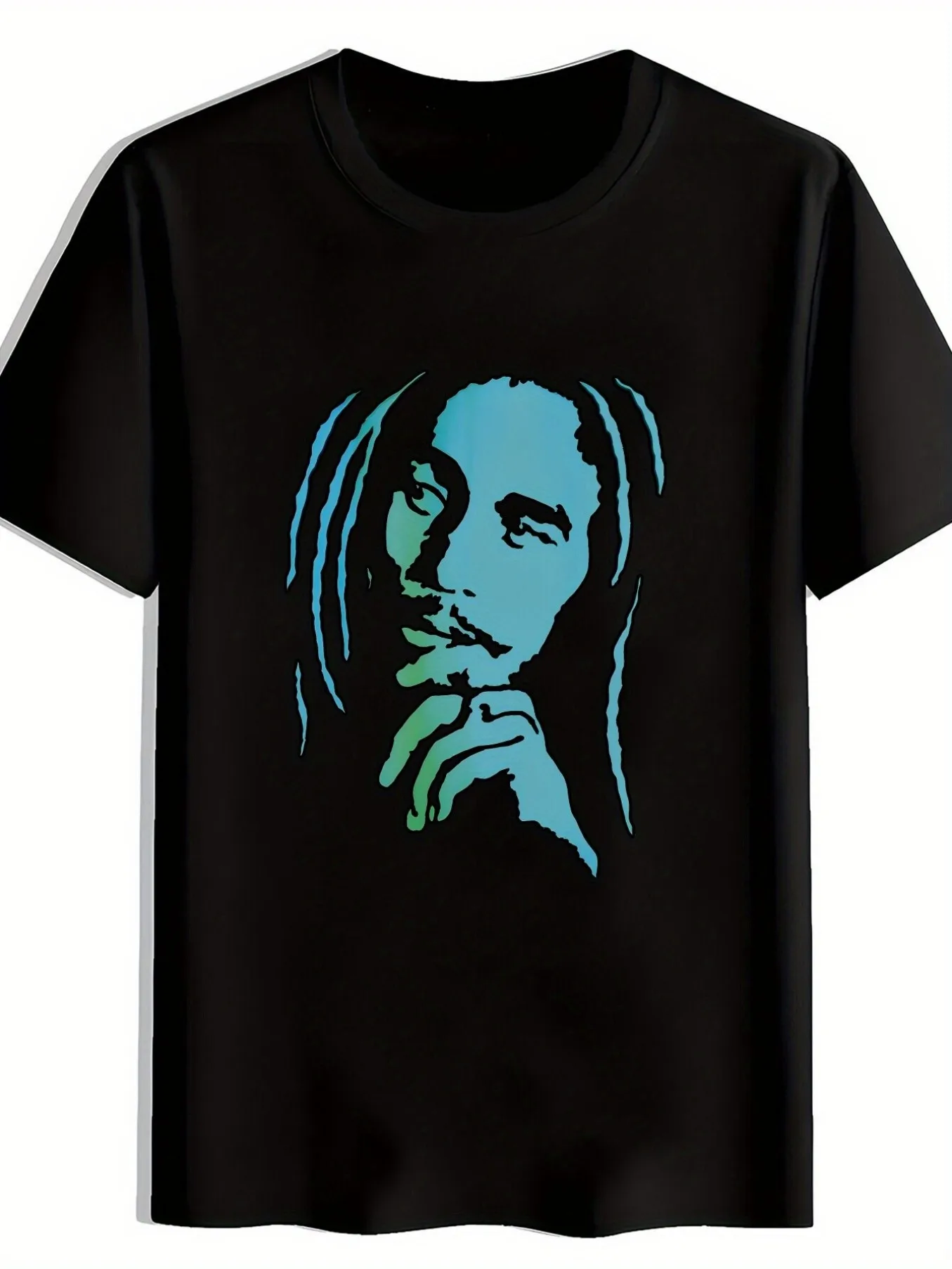 Men's Bob Marley Portrait T-Shirt - Side Graphic Design - Casual T-Shirt - Machine Washable Reggae Icon Apparel - Fan Birthday Gift (Black Printed T-Shirt) - Eye-Catching Print Design for Summer Wear, Easy-Care Top, a Must-Have for Music Lovers. Available at Local Community Stores. Quick-Release Soft and Comfortable Tops. Discounts for Easter, Halloween, Thanksgiving, Etc