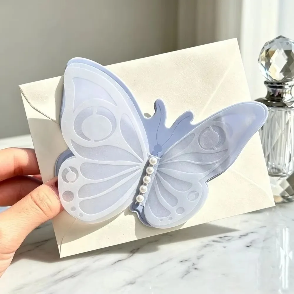 With Envelope Butterfly Greeting Card Pearl Accessories Card Size Envelope Invitation Card Sweet Design Birthday Greeting Card