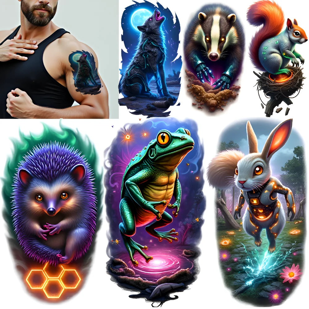 

3pcs Temporary Tattoo Animal Designs Realistic Temporary Tattoos Futuristic Tattoos Waterproof Long-lasting Body Stickers For