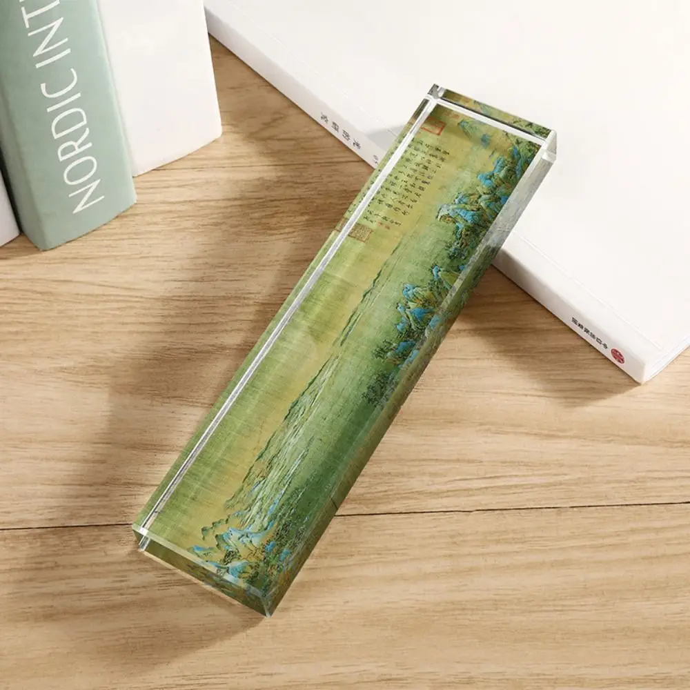 Heavy Enough Clear Crystal Paperweight Rectangle Pressing Paper Flat Writing Town Ruler Smooth Surface Desktop Ornament