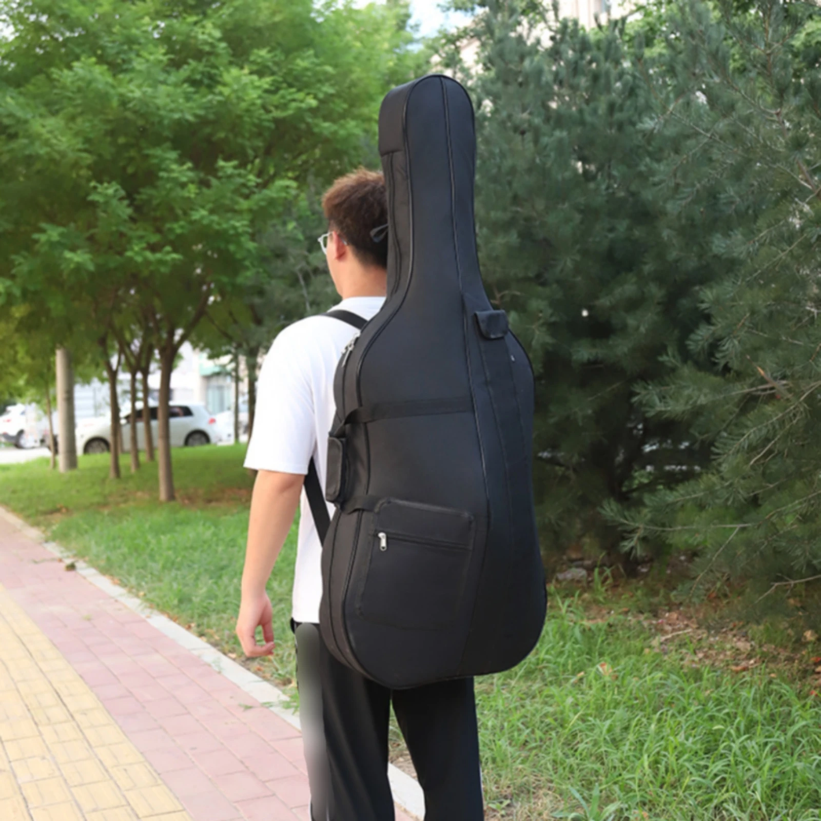 Padded Cello Gig Bag Portable Cello Gig Bag Music Transport Item Accessory Pockets Soft Interior image 5