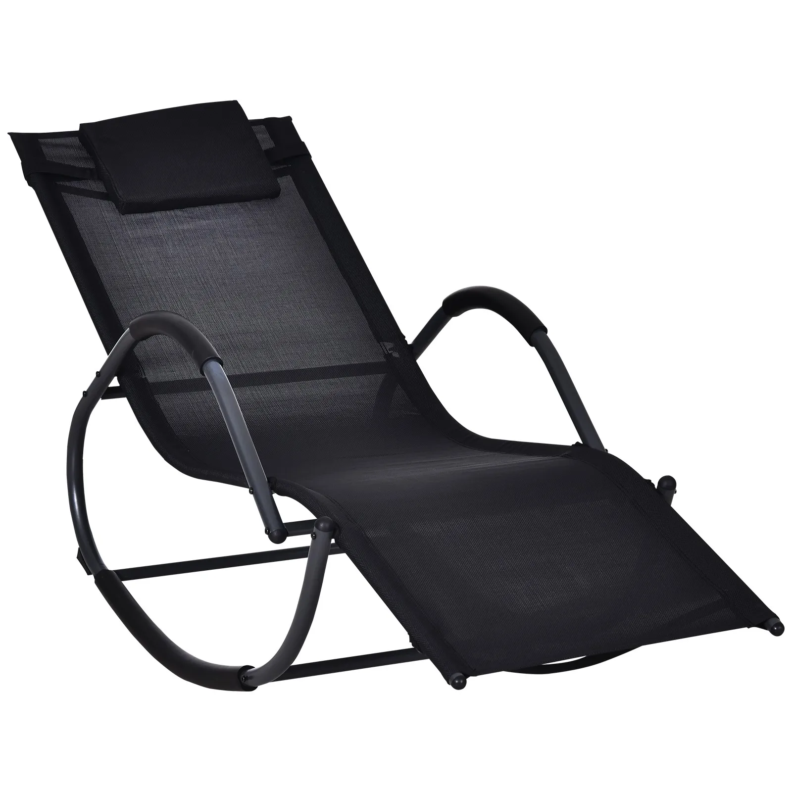 Outdoor Rocking Chair with armrest and swing function for terrace 160x61x79 cm black