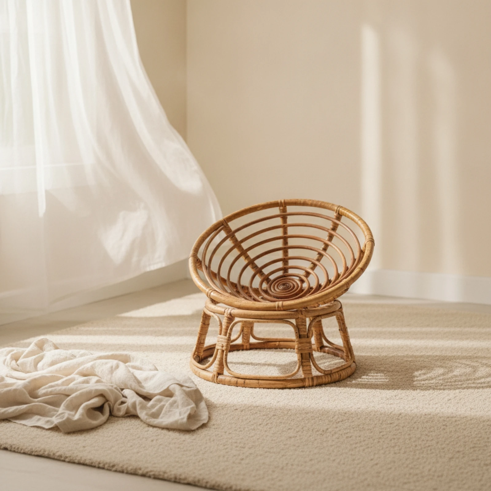 Basket Chair Low-Slung Rattan Chair Seat Contemporary Furniture Versatile for Newborns, Photo Shoots, Photography Studios