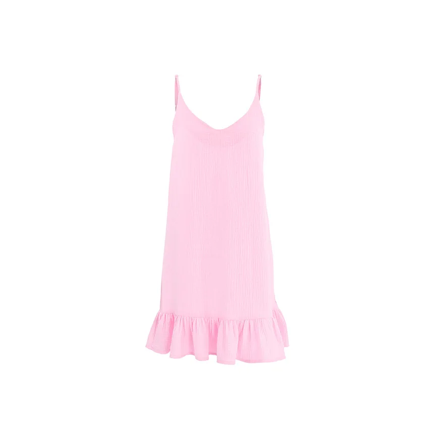 Nightgowns for Women Pink Breathable Loose Ruffle Sling Nightgown Loungewear Ladies Sleepwear Causal Dresses for Women