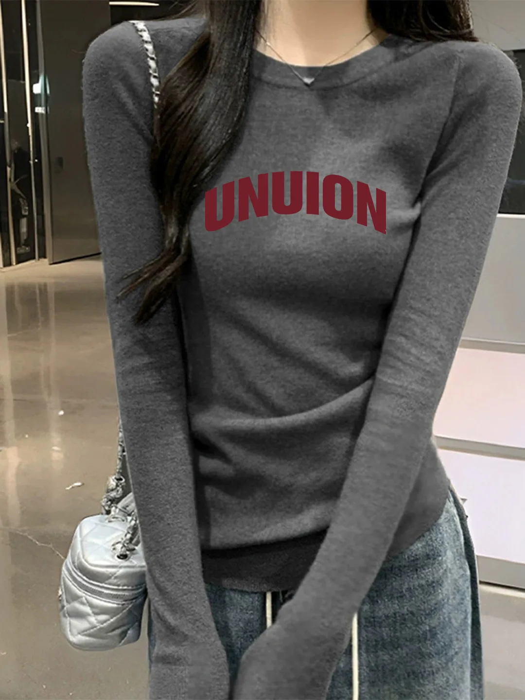 Chic Long Sleeve Early Autumn Top Stylish Inner Wear Base Shirt New Winter Ladies Personality T-Shirt Korean Style Commute Fa...