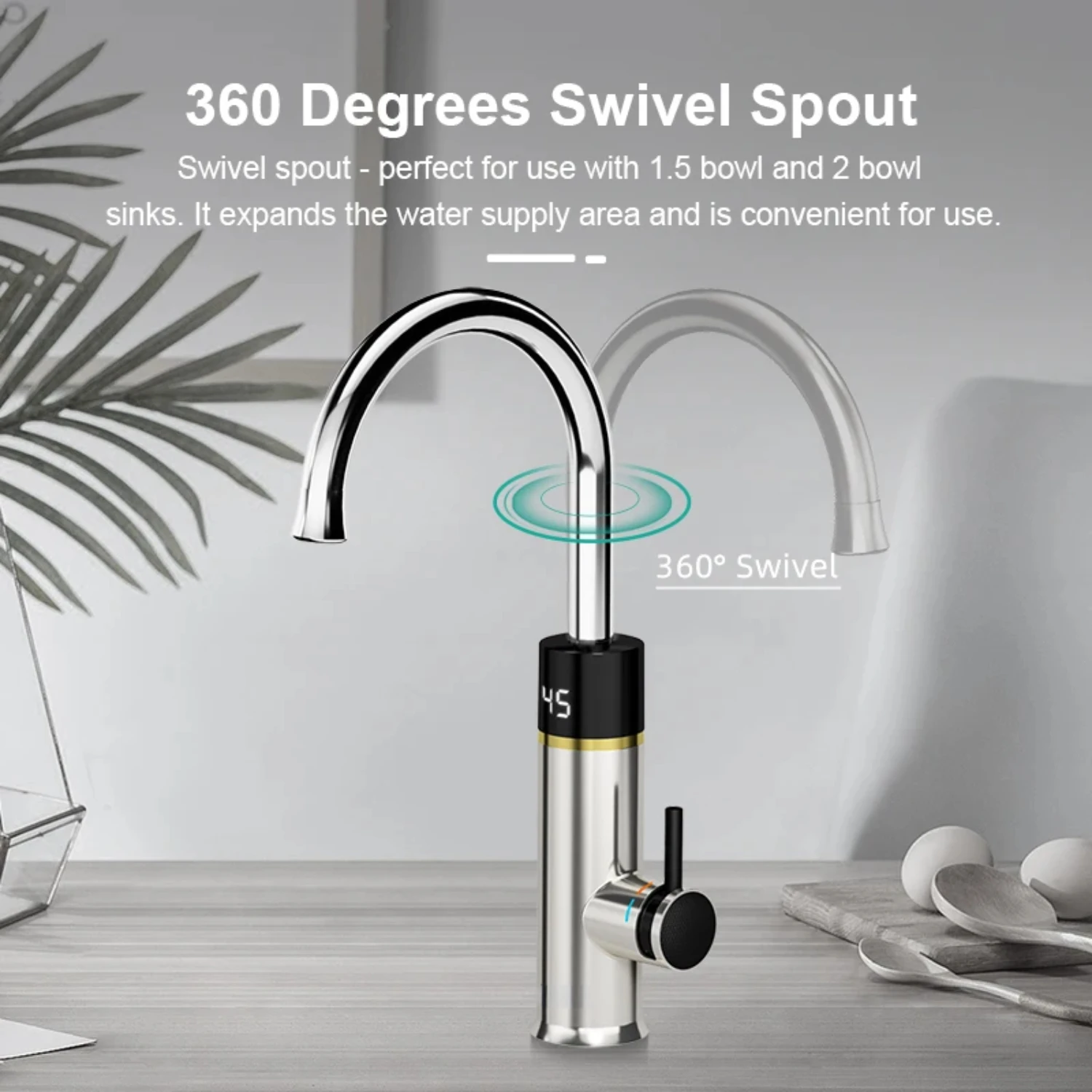 220V  Faucet Stainless Steel Heating Tap Instant Hot  Kitchen Faucet With Digital Display  Heater