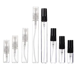 Wholesale 50PCS 2ML 3ML 5ML 10ML Black Portable Glass Perfume Bottle Empty Refillable Cosmetics Bottle Sample Thin Glass Vials