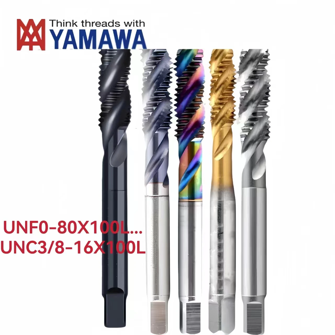 

YAMAWA HSSE Lengthen 100MM American Spiral Fluted Tap TIN-Coating UNF UNC 0-80 2-56 4-40 8-32 10-24 1/4 5/16 Screw Thread Taps