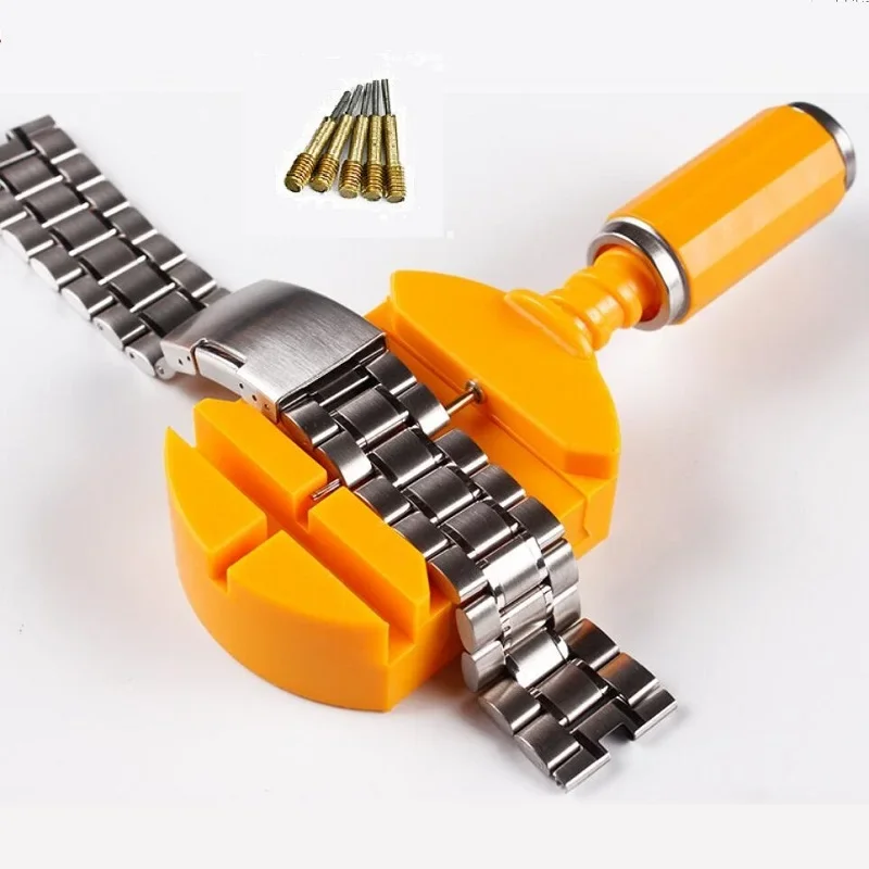 Horloge Bank Link Pin Remover Horloge Armband Maatvoering Tool Polshorloge Riemen Remover Met 5 Stuks Reserve Pinnen T4714