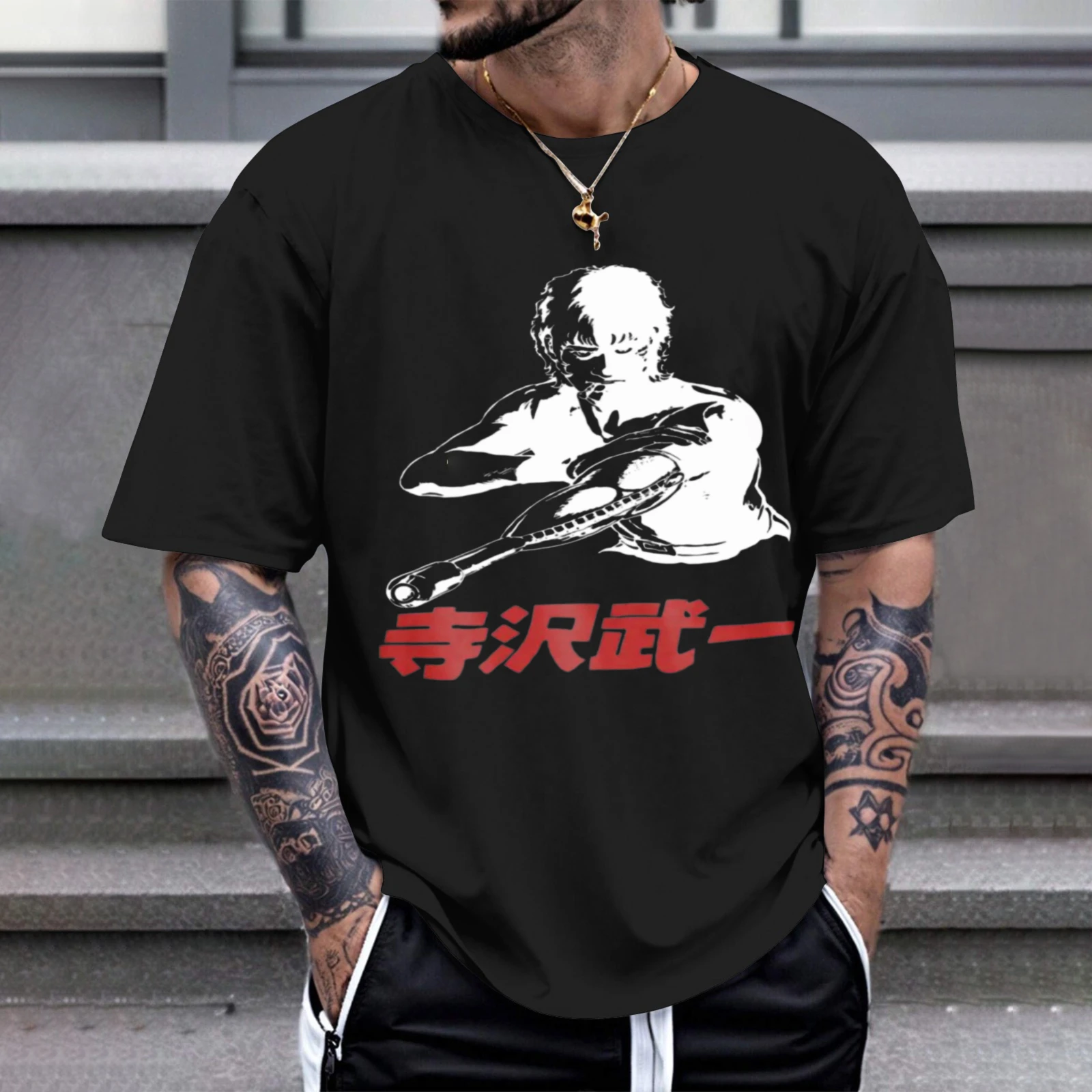 Herren-T-Shirt mit Kampfkunst-Krieger-Design-Print, perfekt für Freizeitkleidung, Partys und Karnevalsoutfits
