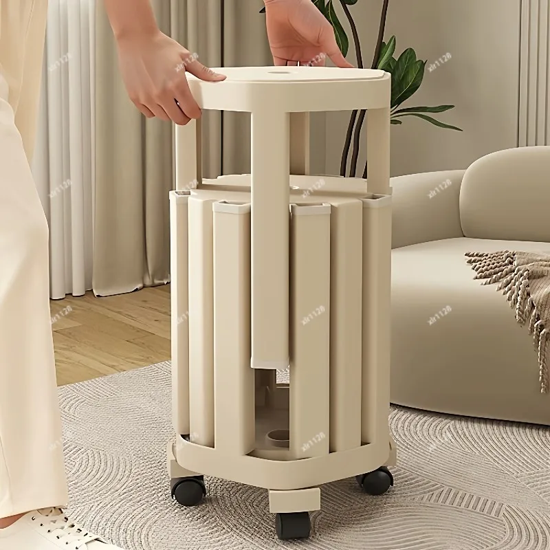 Thickened Plastic Stackable Round Stool, Foldable Movable Chair, Space Saving Household Storage Stool