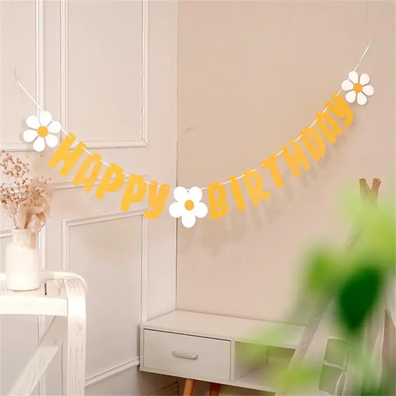 Scene Decoration Multi-function Chic Full Of Daisy Flower Ins Style Fashion Scene Settings Birthday Bunting Banner