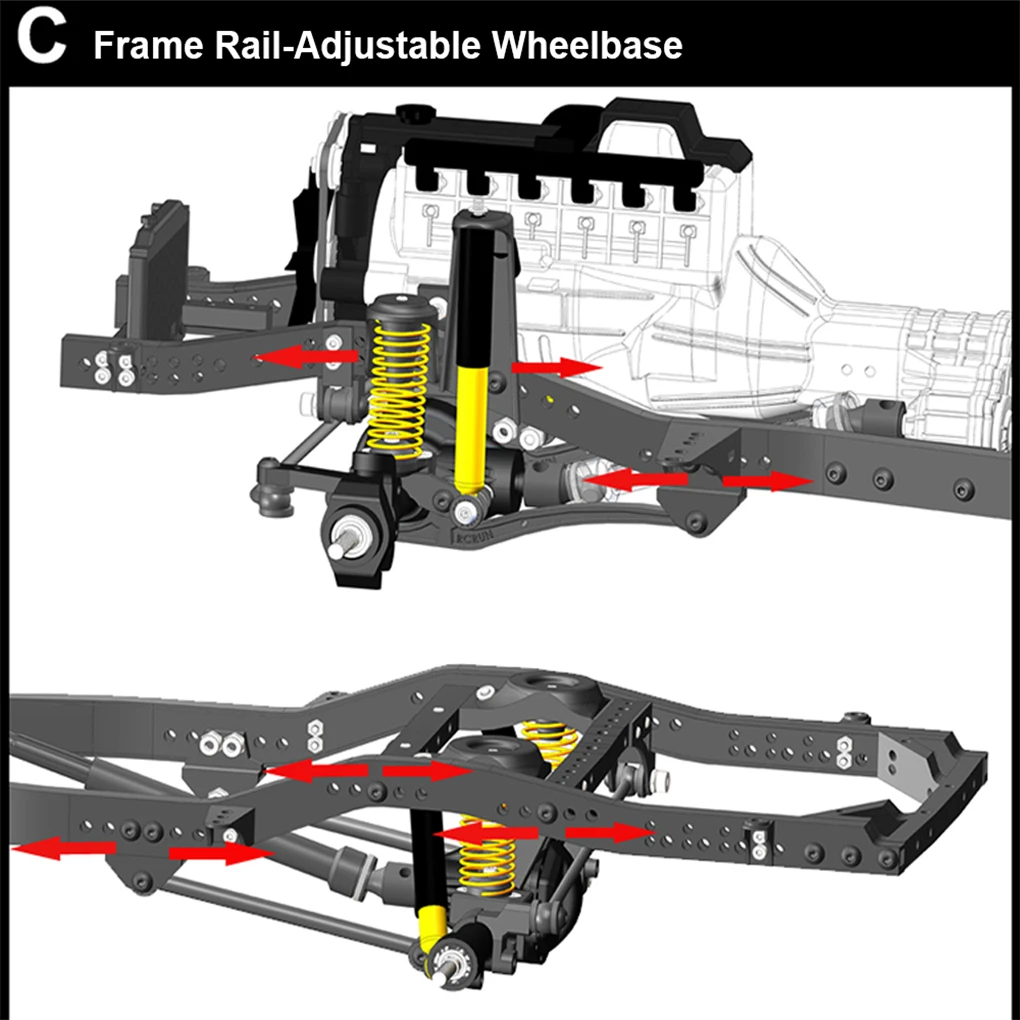 For RCRUN 1/10 LC80 Car shell Car frame RCRUN RUN80 LC80 Metal Chassis Kit 1/10 RC Crawler Chassis Car Upgrade Parts