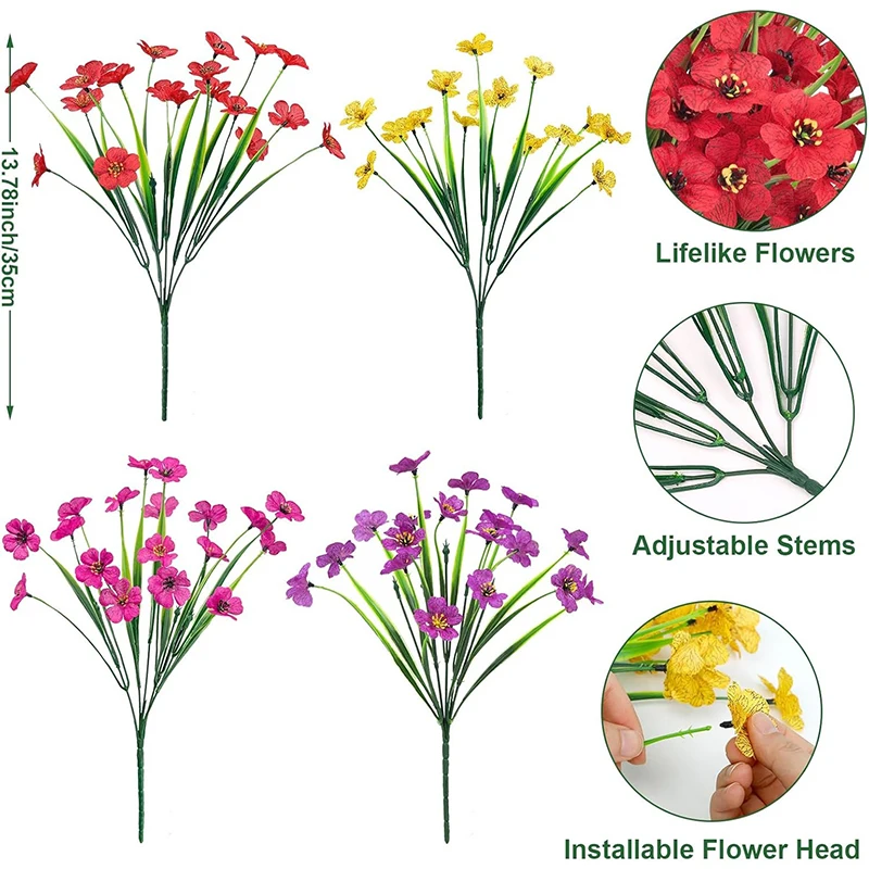 3/6/9/12/15 Stück künstlicher Blumenstrauß 35 cm gefälschte Blumen für Heimdekoration Garten Hochzeitsdekoration Outdoor DIY Vase Zubehör – Detail 2