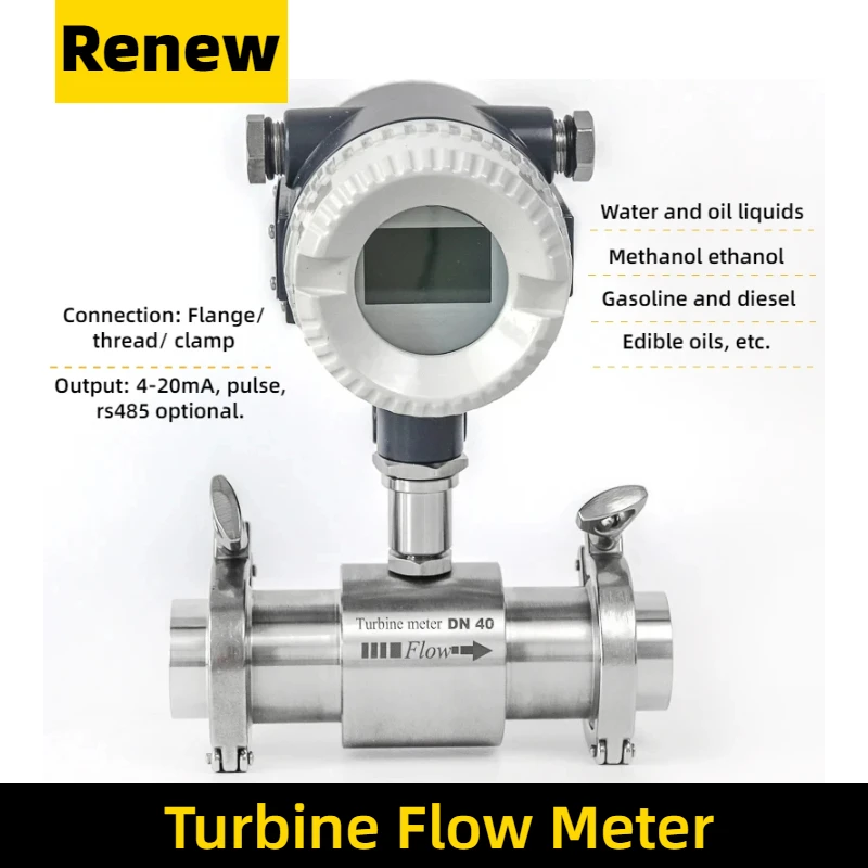 

DN100 high temperature Turbine Flowmeter With Pulse Output For Coconut Oil and milk coupling 119mm clamp connection