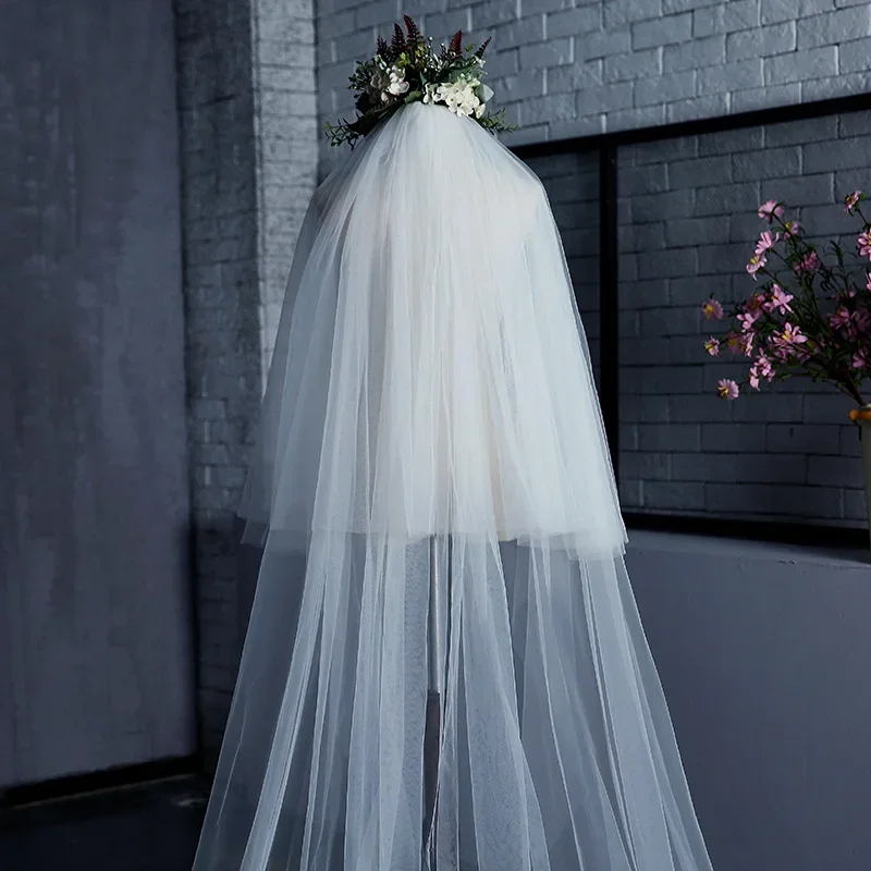 Hot Sale White Ivory 3 Meter Bridal veil Long Cathedral with Comb Two Layer Cut Edge Weddings Accessories Velo De Novia 2026