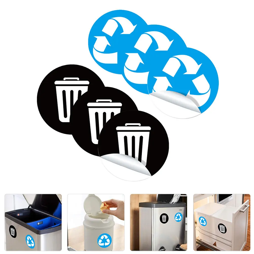 Bin Label Sticker Recycling Decal Stickers for Trash Can PVC Garbage Classification Decals