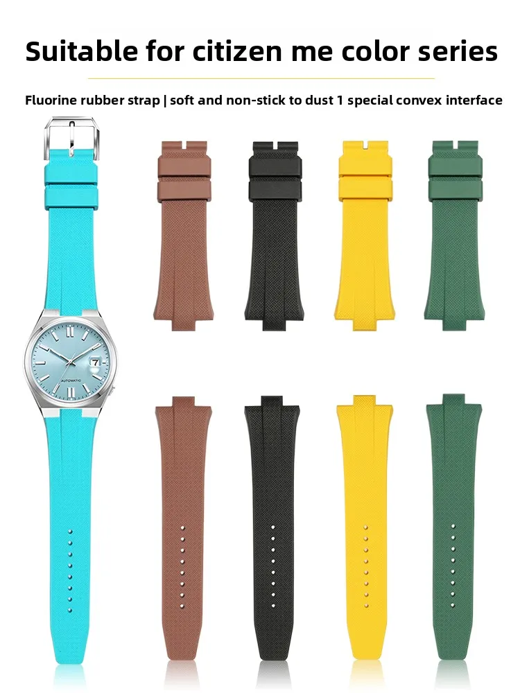 

Fluorororubber Watch Strap Is Suitable for Citizen ME Color Series NJ0151-88M 0150 Men's Watch Quick Release Strap 9mm