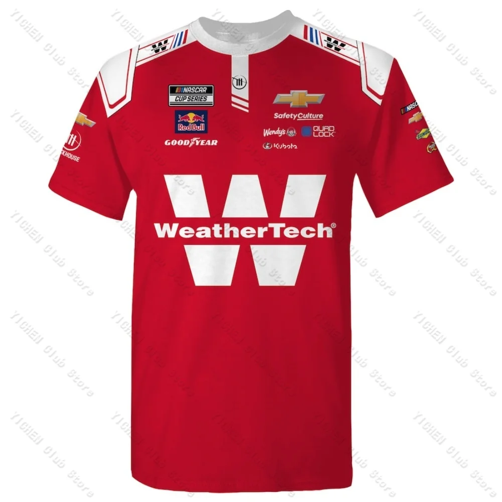 Motorcycle Shane van Gisbergen Trackhouse Racing Team Collection Red WeatherTech Uniform T-Shirt Street Breathable Men T-Shirt