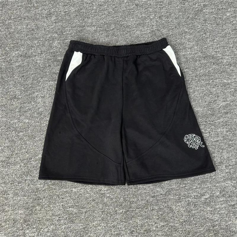 Mertra Black Shorts Men Women Embroidery Logo Casual Shorts Pure Cotton Jogger Drawstring Sweatpants