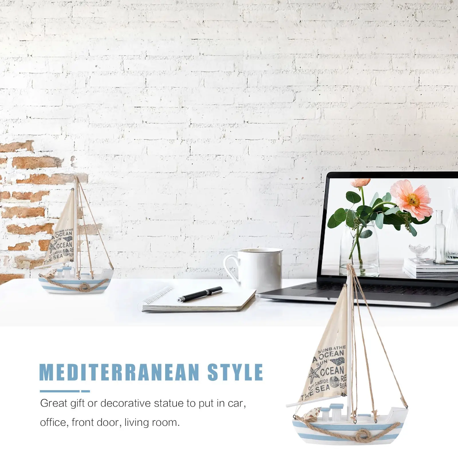 Sea Boat Toy Wooden Sailboat Model Ship Figurines Sea Decor Ship Decor Tabletop Sailboat Decor Sailor Gift