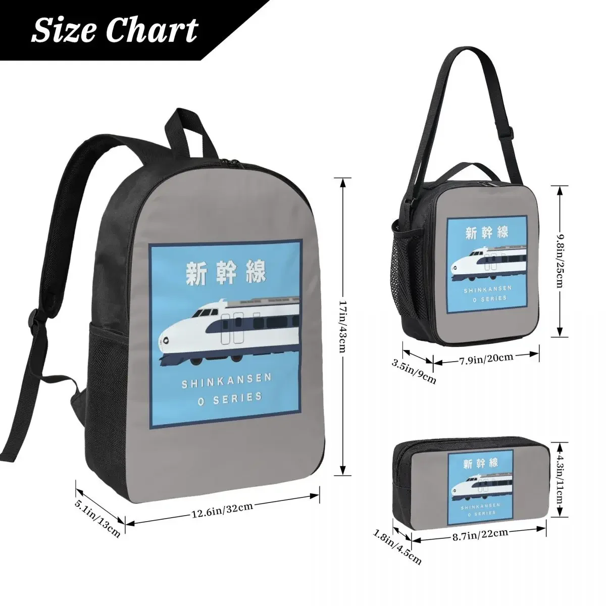 Japanese Shinkansen Bullet Trains Backpack Student BookBag School Bag Laptop Shoulder Bags 3ps Insulated Lunch Bag Pencil Case