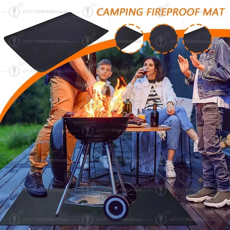 Fire Pit Mat BBQ Fireproof Heat-Proof Pad Heat-Resistant Non-slip Pad Blanket for Camping Grill Kitchen Deck Ground Garden