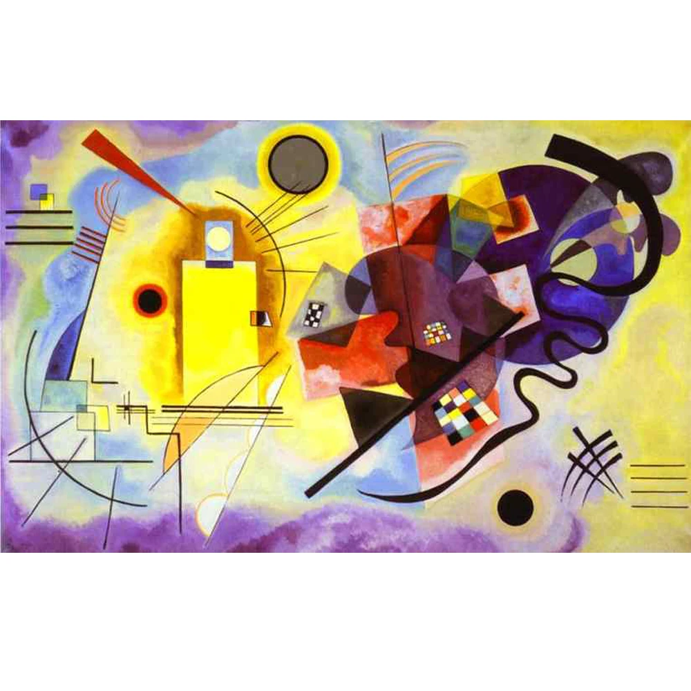 100% handmade Oil Painting reproduction on linen canvas,Yellow Red Blue 1925 by Wassily Kandinsky,Free Shipping,Museam quality