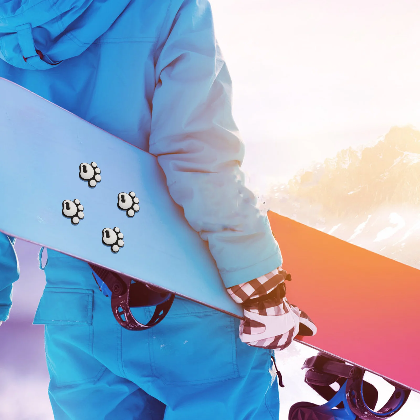 

4pcs Anti-Slip Stickers Snowboard Stomp Pads Ski Board Grip Cushion Outdoor Skating Accessory Paw Prints Design