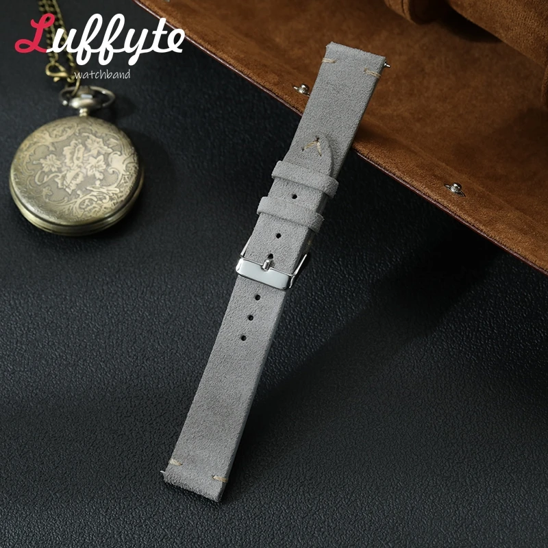 خمر جلد الغزال حزام (استيك) ساعة 18 مللي متر 20 مللي متر 22 مللي متر اليدوية الرجال النساء ساعة اليد حزام الإفراج السريع Smartwatch حزام الساعات