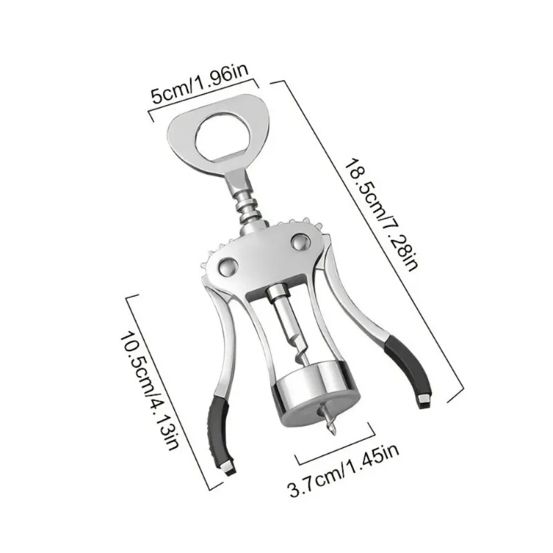 1pc Wine Opener Stainless Steel Opener, Zinc Alloy Premium Wing Corkscrew Wine Bottle Opener with Multifunctional Bottles Opener