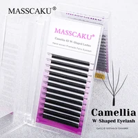 Nueva llegada Camelia 3D 4D W pestañas en forma de 0,07mm C D Curl extensión de pestañas de floración rápida pestañas ligeras y esponjosas de MASSCAKU