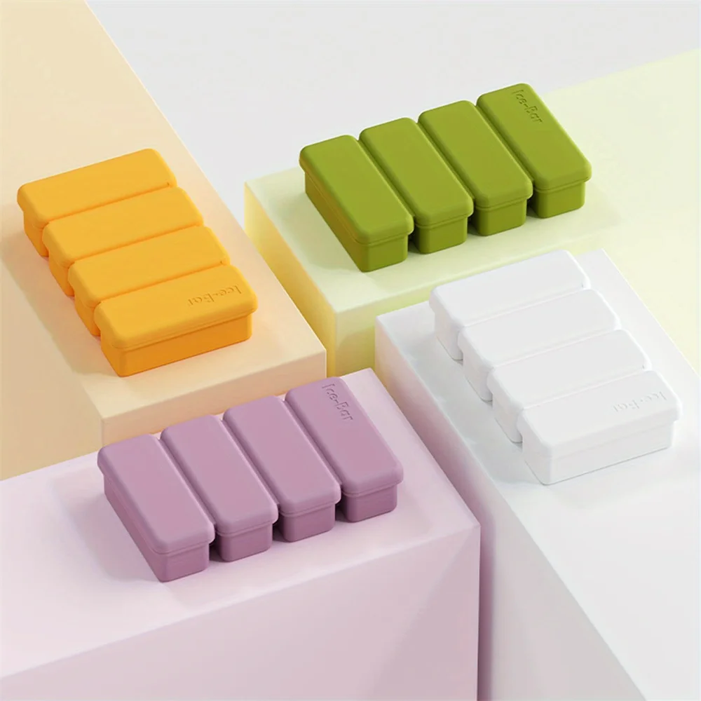 4er-Silikon-Eiswürfelformen mit Deckel, hausgemachte Eisformen, Lebensmittel-Gefrierbehälter für Suppen und Saucen – Detail 9