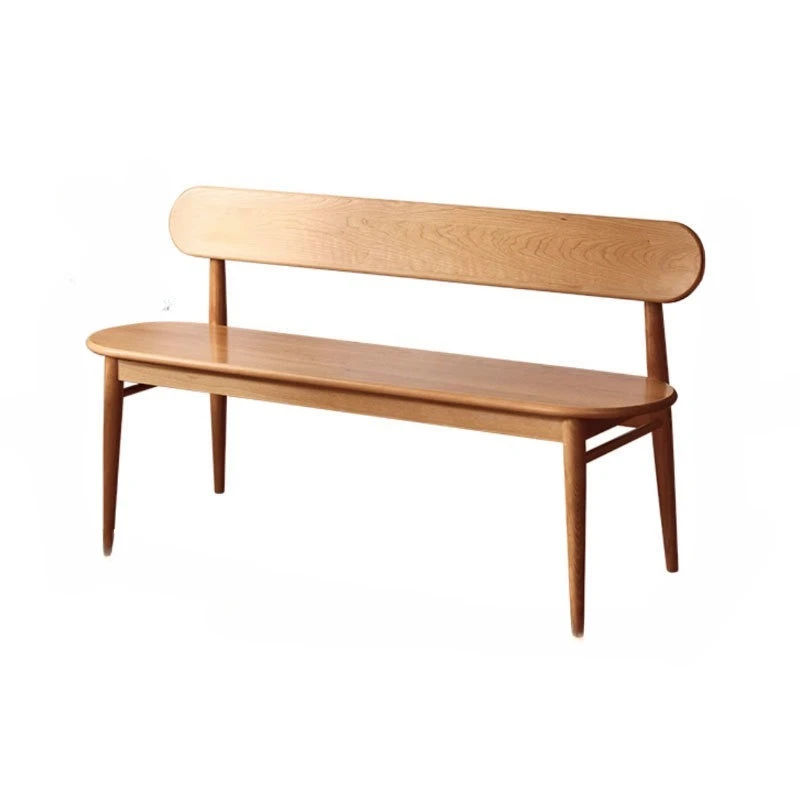 

Nordic cherry wood full solid, bench, dining chair with backrest for home use