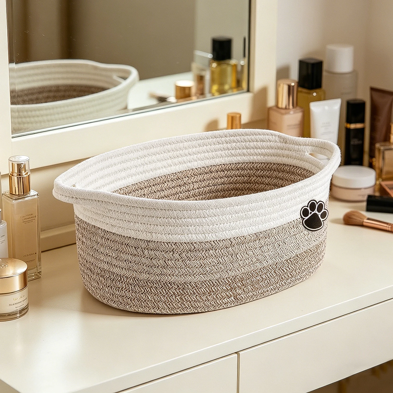 Dog Toy Basket Small Gift Basket for Baby, Woven Storage Baskets for Dog Cat, Nursery Storage Baskets for Diapers, Towels