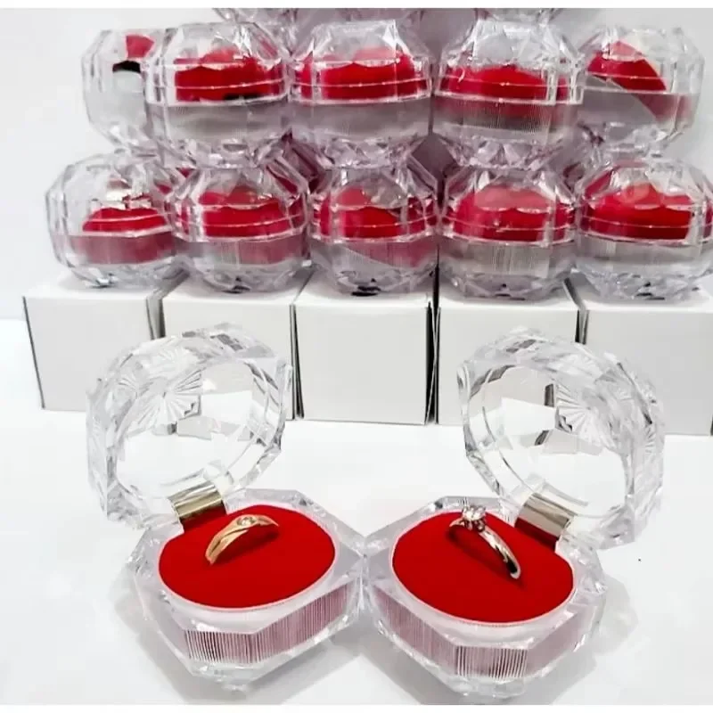 20PCS Acrylic Crystal Ring Earring Storage Display Boxes Storage Organizer Case Clear Wedding Package Box for Jewelry Packaging