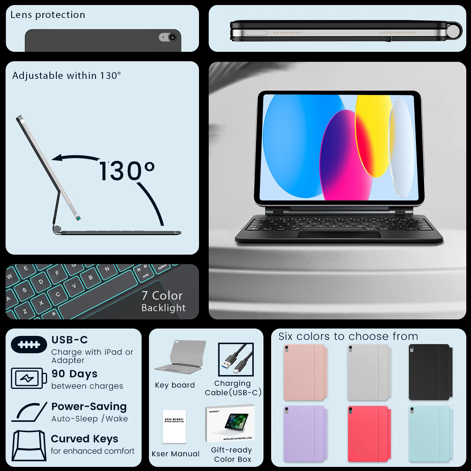 Magic Keyboard  for iPad 10th 10.9 inch Case for iPad 11th 10.9 inch A16 2025 Generation Cover Smart Cover Magic Keyboard