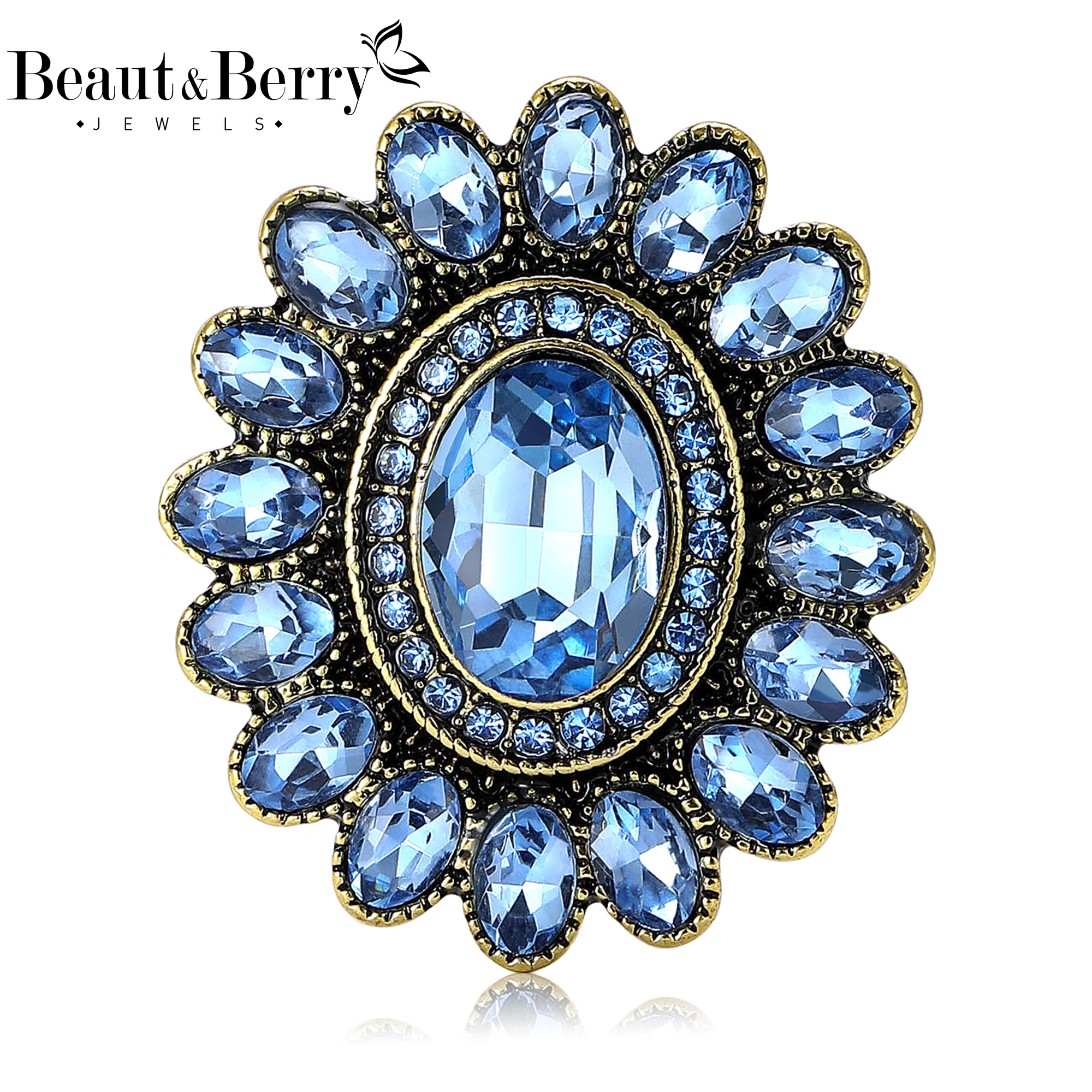 Beaut & Berry-broches de girasol de cristal de lujo para mujer, alfileres de cristal Unisex, accesorios informales para fiesta, regalos nuevos, decoración para amigos