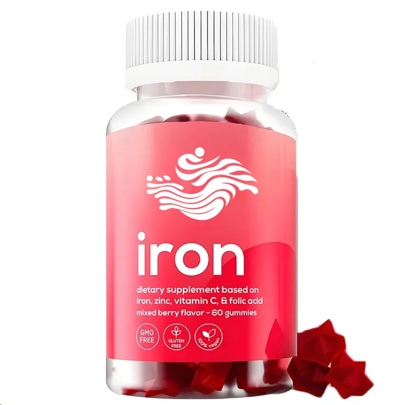 Men's And Women's Natural Iron Supplements, Containing 60 Pills Of Vitamin C, Zinc, Folic Acid, And B