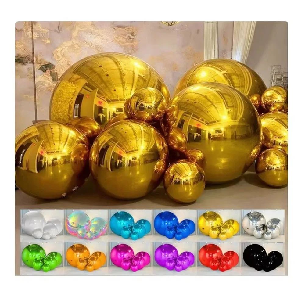 PVC Inflatable Christmas Chameleon Disco Mirror Ball Big Shiny Gold Mirror Sphere Party Decoration