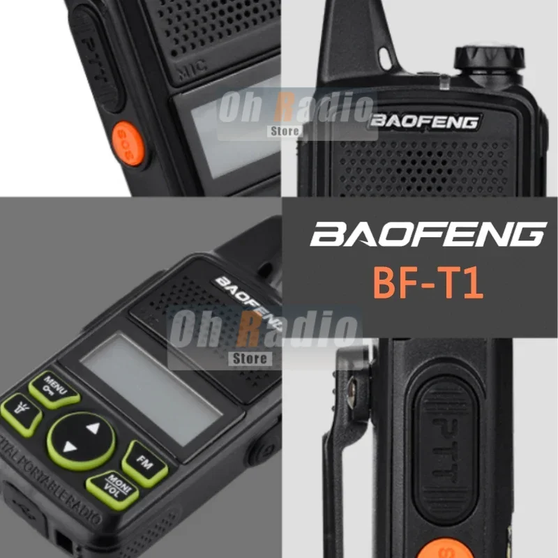2PCS Originla Baofeng BF-T1 Mini Walkie Talkie Portable 5W Two Way Radio 1500mAh UHF 400-470MHz Transceiver Radio For Kids Toys