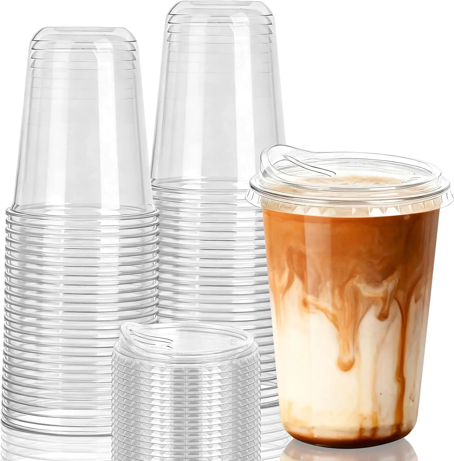 20 Count Clear Cups with Dome Lids, 4.72in Height, Eco-Friendly & Non-Breakable, for Serving Fresh, Natural Cold Beverages
