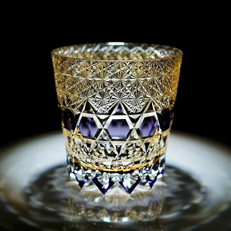 Japanese Style Hand Cut Crystal Dragon Eyes Pattern Edo Kiriko Wineglass High End Gifts Whisky Cup Liquor Glass Brandy Snifter