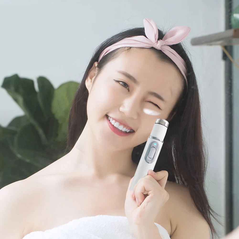 Blauw licht acne pen verwarmd oogschoonheidsapparaat oogmassage-instrument voor donkere kringen oogzakken wallen onder de ogen