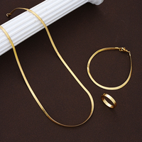 3pcs Fashion Hip Hop Stainless Steel Jewelry Set Men's Minimalist Necklace Bracelet Ring Set Perfect Gift for Hip Hop Fans 2024