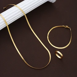3pcs Fashion Hip Hop Stainless Steel Jewelry Set Men's Minimalist Necklace Bracelet Ring Set Perfect Gift for Hip Hop Fans 2024